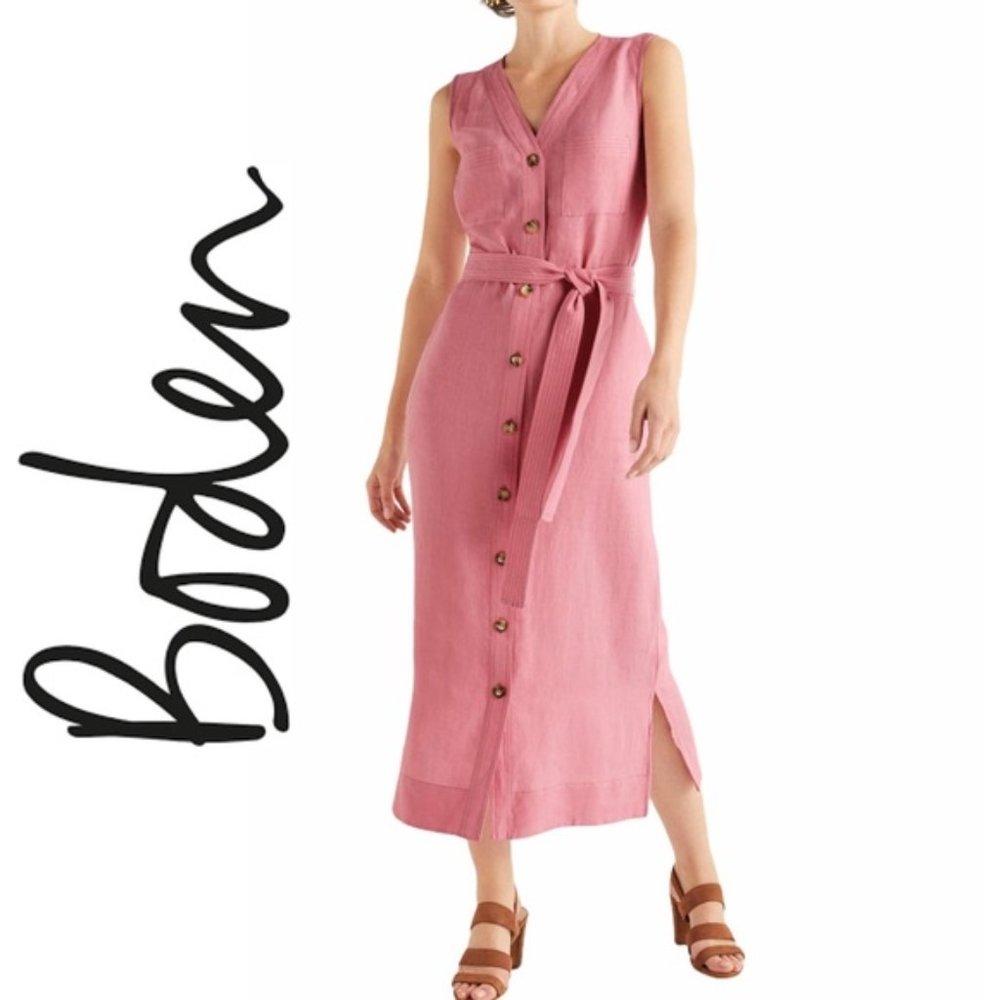 Boden Catriona Linen Dress (Pink)